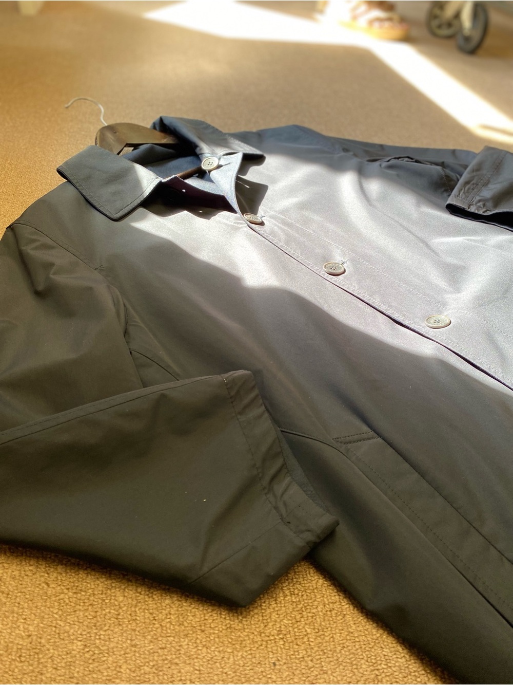 Canali Black Trench Coat - Sleek Button-Front
